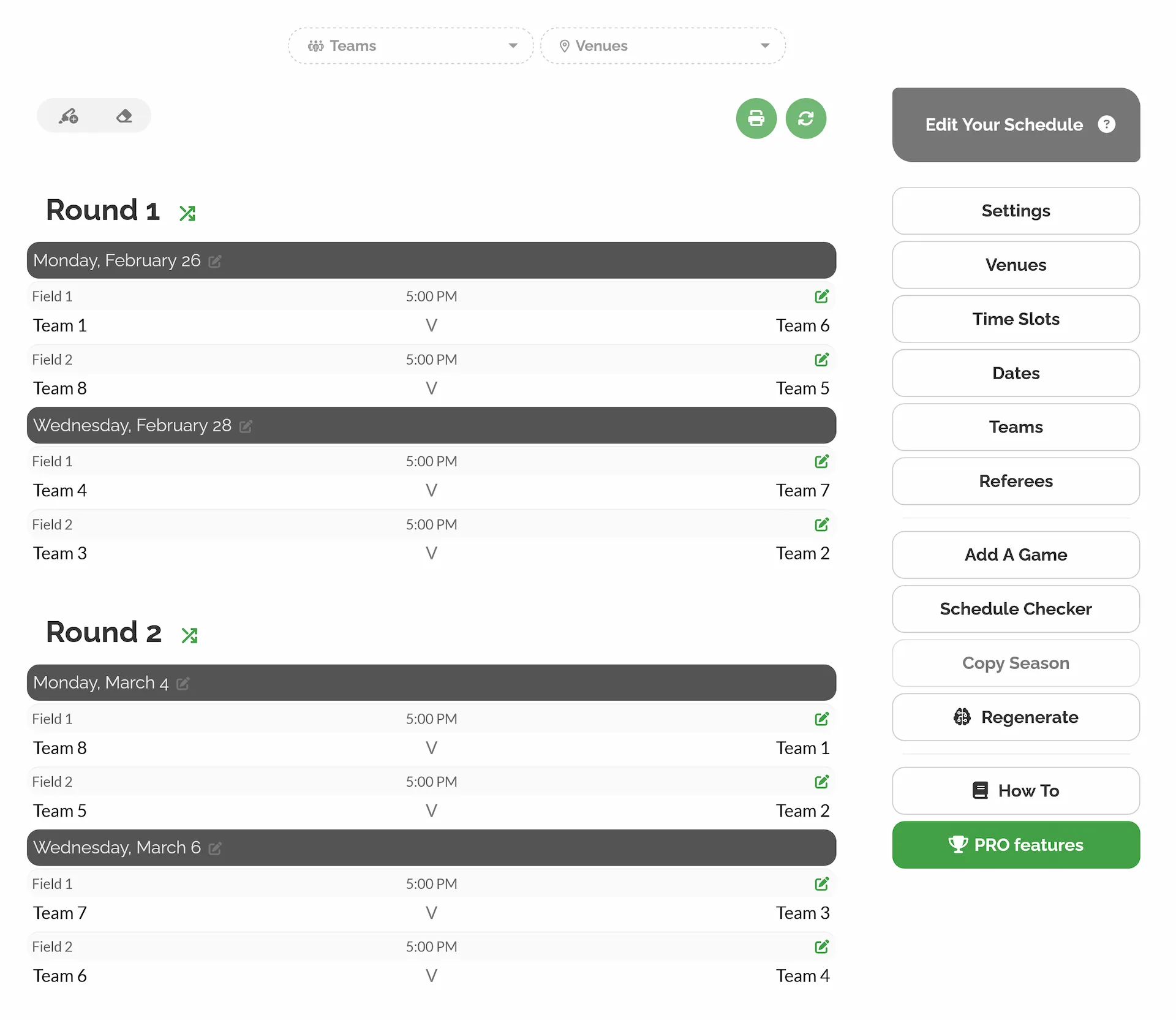 League tournament schedule generator leaguelobster
